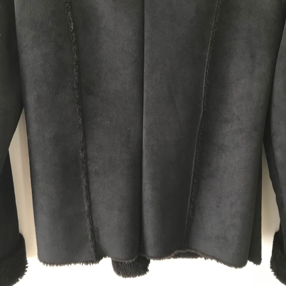 WHBM Black Faux Shearling Wrap Jacket - Picture 9 of 16